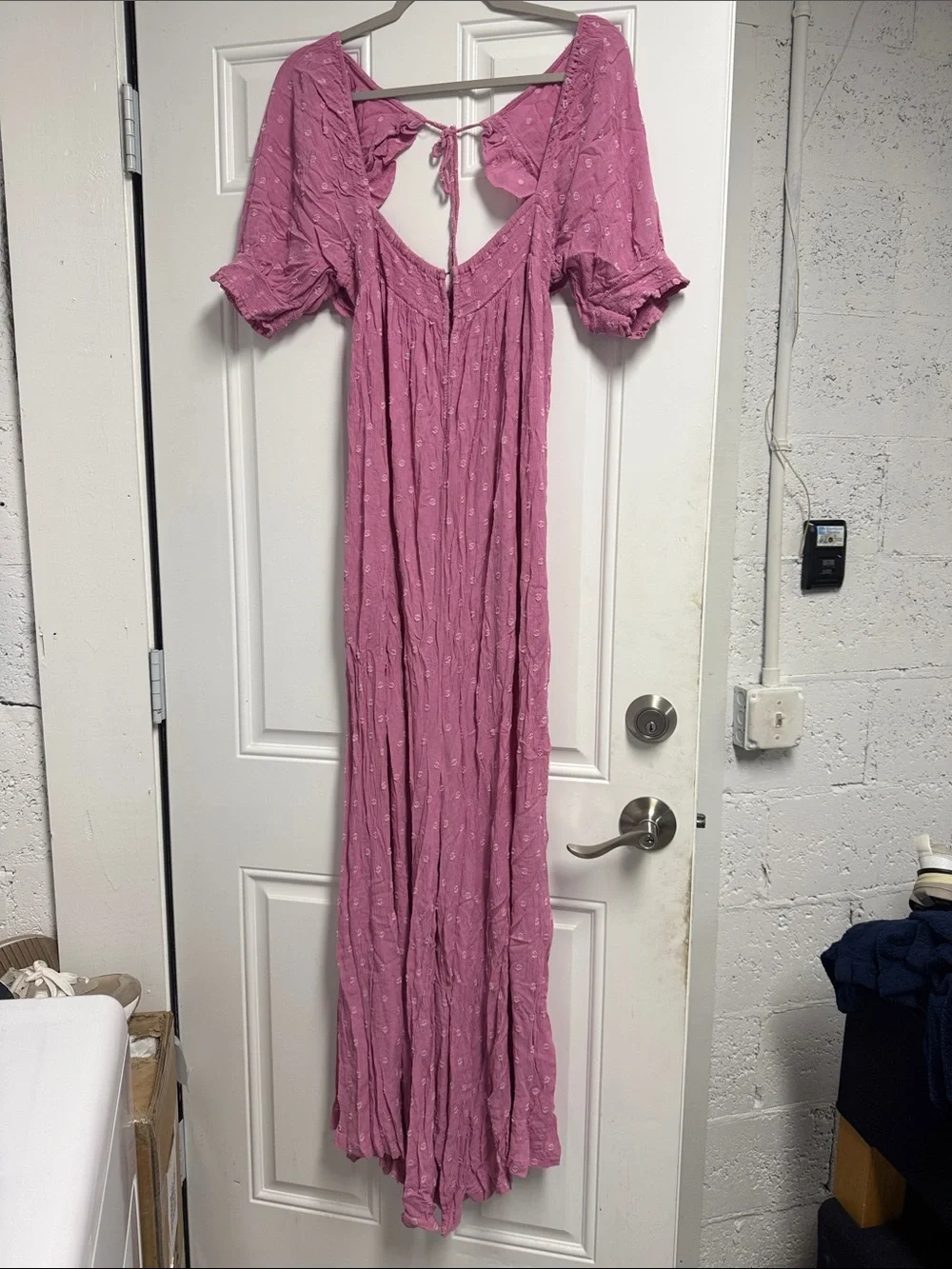 Mauve Pink Maxi Dress with Puff Sleeves FREE PEOPLE Size Large LIKE NEW
